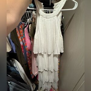 Lulus White Tier and far white tiered pleated halter midi dress